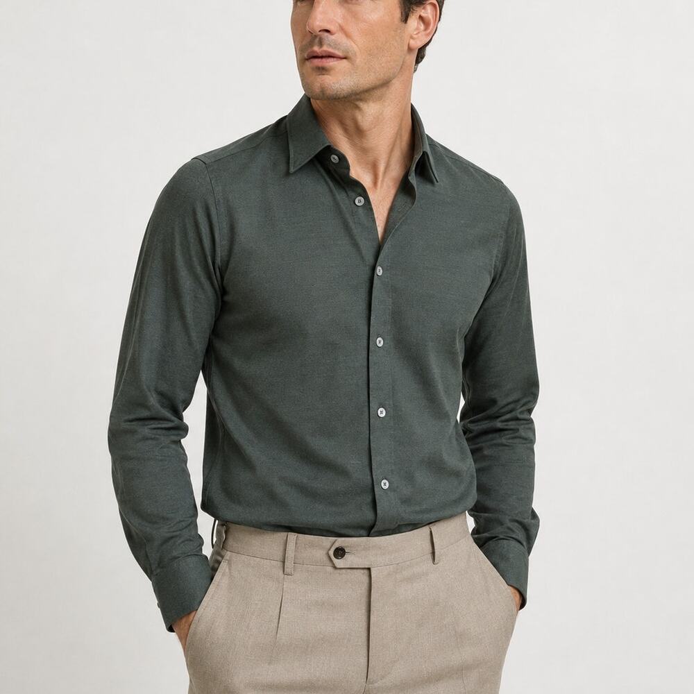 CANALI 1934 Men's Luxury Cotton Jersey Sport Shirt Size Small